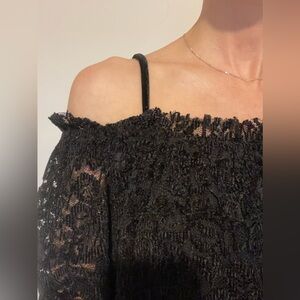 Anthropologie Black Lace Off-the-shoulder top